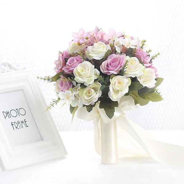 

wedding flowers bouquet rose bridal ribbon fake de noiva