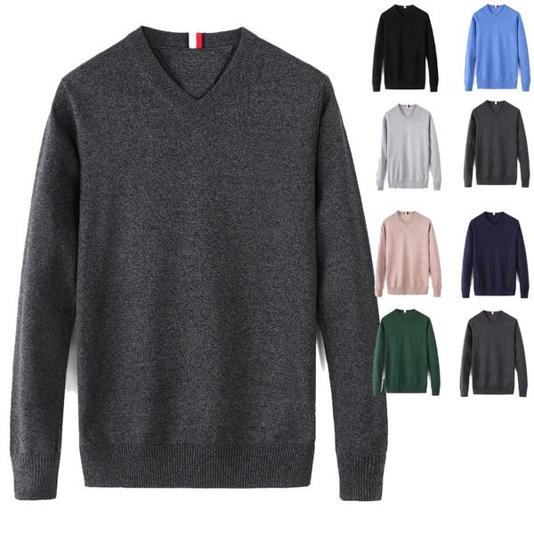 

men's sweaters high-quality male tomi v-neck cotton sweater autumn and winter jersey pullover hombre pull homme hiver knit sweate, White;black