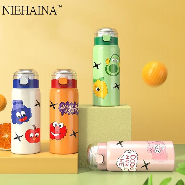 

water bottles 500ml 316 stainless steel vacuum flask for female korean version large-capacity bouncing bottle