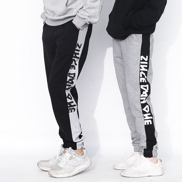 

men's jeans amberheard moda primavera outono joggers calÃ§as dos homens casual cintura elÃ¡stica retalhos algodÃ£o sweatpants carta impres, Blue