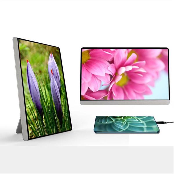 

monitors iphon moble port with stand portable monitor 16.1 inch 1080p gaming led fhd ips screen for lappc ps4 x-box switch ps5