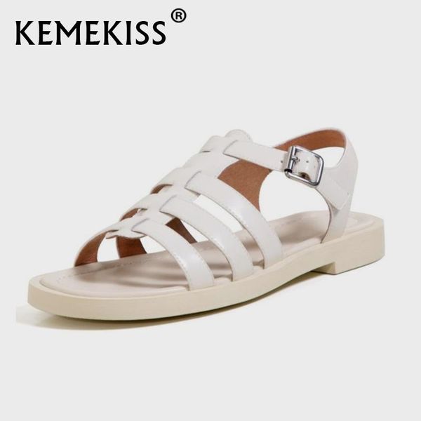 

sandals kemekiss women summer buckle flat heel shoes fashion cool daily vacation footwear size 34-40, Black