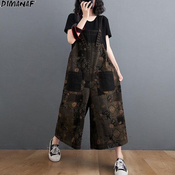 

dimanaf plus size women jumpsuits 2021 summer style overalls jeans long pants trousers clothing loose casual spliced plaid black, Black;white