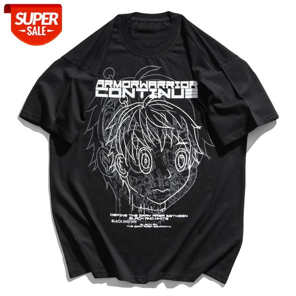 

2021 summer men hip hop streetwear t shirt men anime boy letter print t-shirt harajuku cotton casual short sleeve black tshirts #vg9r, White;black