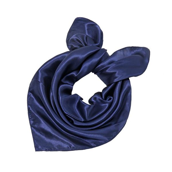 

scarves solider color navy blue women square silk scarf hair tie wraps sjaal luxury headband satin muslim head shawl 60*60cm, Blue;gray