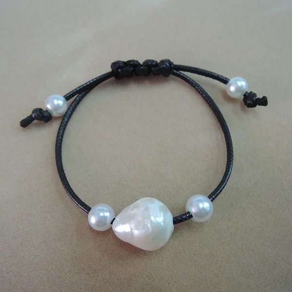 

tennis 100% nature freshwater pearl bracelet , big baroque, Golden;silver