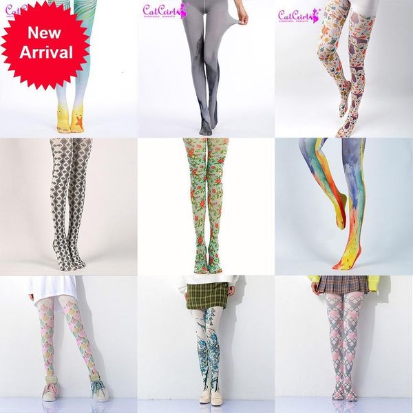 

new designs flexiable print tights fashion paint pattern pantyhose soft winter colorful stockings for womens girlsurak, Black;white