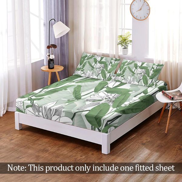 

sheets & sets fashion fitted sheet 3d print tropical plant leaves custom modern hawaii elastic band bed queen king bedroom home decor