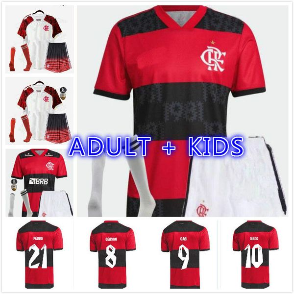 

kids kit 2021 2022 flamengo soccer jerseys 21 22 diego gabriel b. gabi football shirt de arrascaeta e.ribeiro gerson b.henrique, Black;yellow