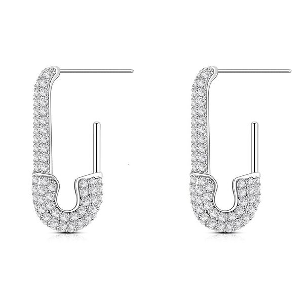 

dangle earrings 2021 small fragrance light luxury slightly inlaid with diamond zircon pin , minority design creative temperament and, Silver