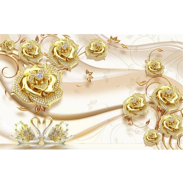 

wallpapers custom wallpaper for living room wall golden diamond rose 3d mural