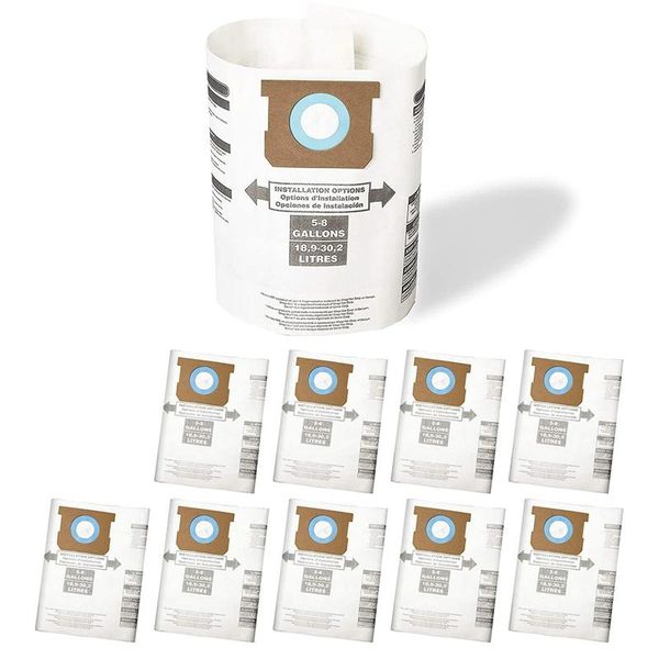 

vacuum cleaners replacement filter bags, for shop-vac 5-8 gallon bags replace type e, part 90661, 9066100, 906-61