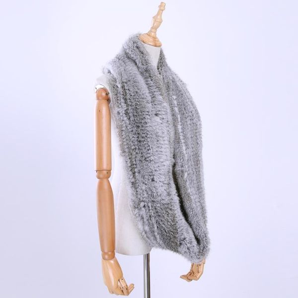 

scarves 2021 winter genuine real fur hand knitting scarf scarfs women's muffler wraps knitted ring infinity snood warm soft, Blue;gray