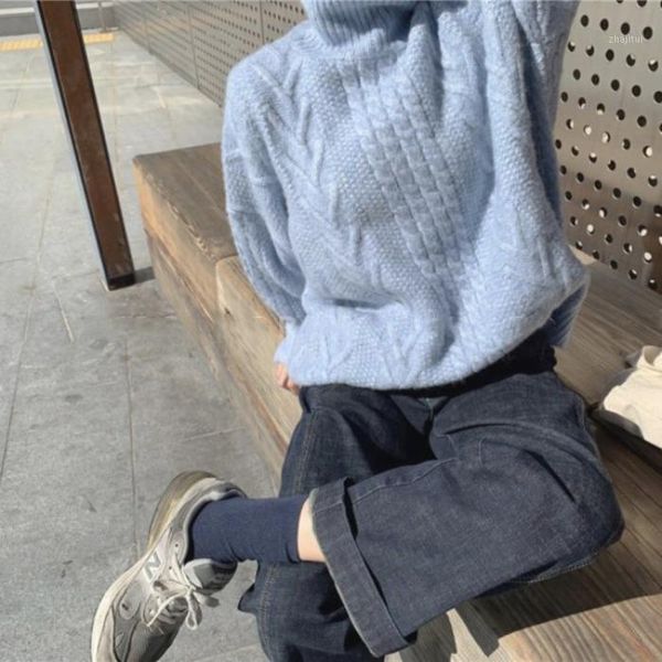 

women's sweaters 2021 spring winter women knitting wild fashionable pullovers femininas wool loose turtleneck db702, White;black