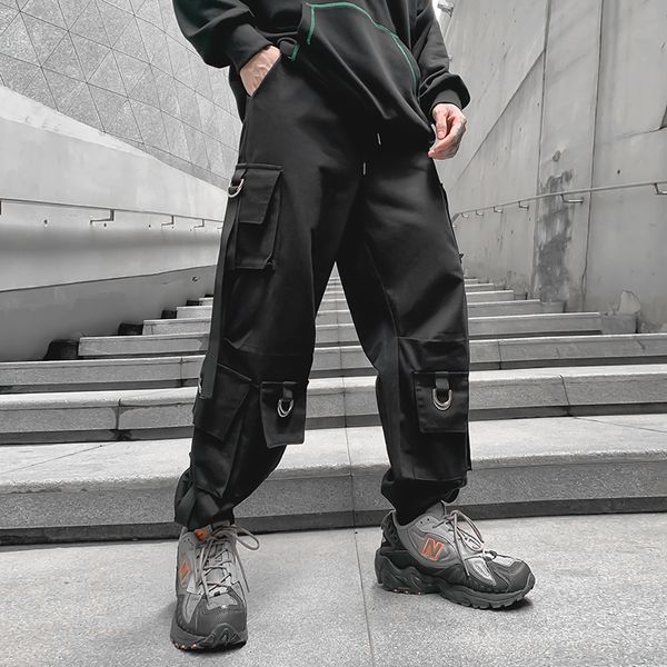 

2021 new fashion korean solid joggers autumn harem men loose drawstring mens casual pants trousers dropshipping iz0k 7ctr, Black
