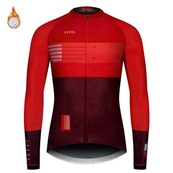 

lecol 2021 cycling jersey winter thermal fleece men long sleeve pro mtb triathlon clothing ropa ciclismo maillot warm bike, Black;red
