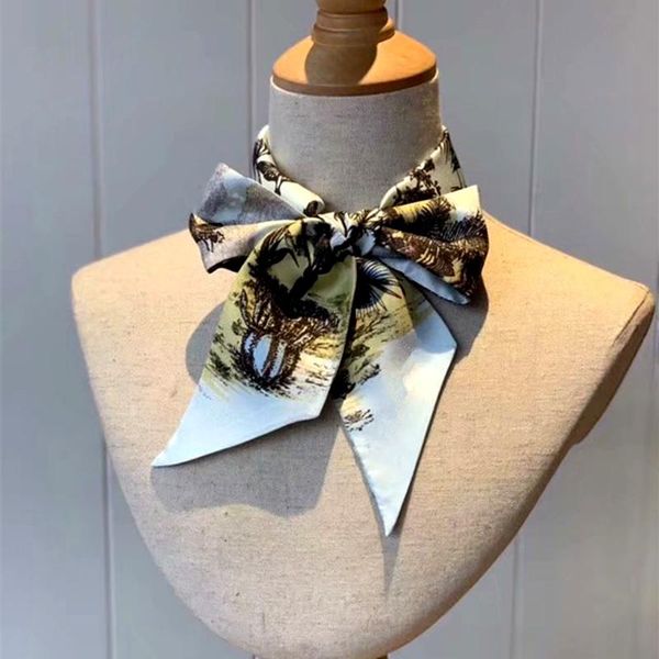 

famous brand designer bag scarf,4colors women's silk scraves,100% grade silk headband can for handbags , size 6*105 cm ., Blue;gray