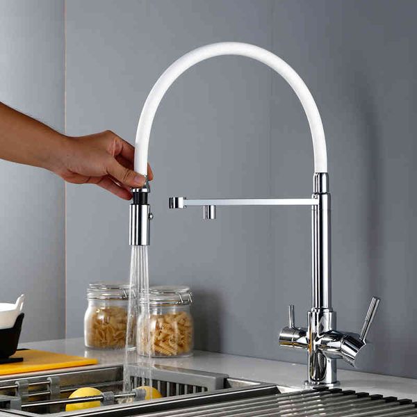 

kitchen faucets 3 way clean water faucet with sprayer swivel osmosis reverse tri-flow pull down sink mixer tap 18042 iis7