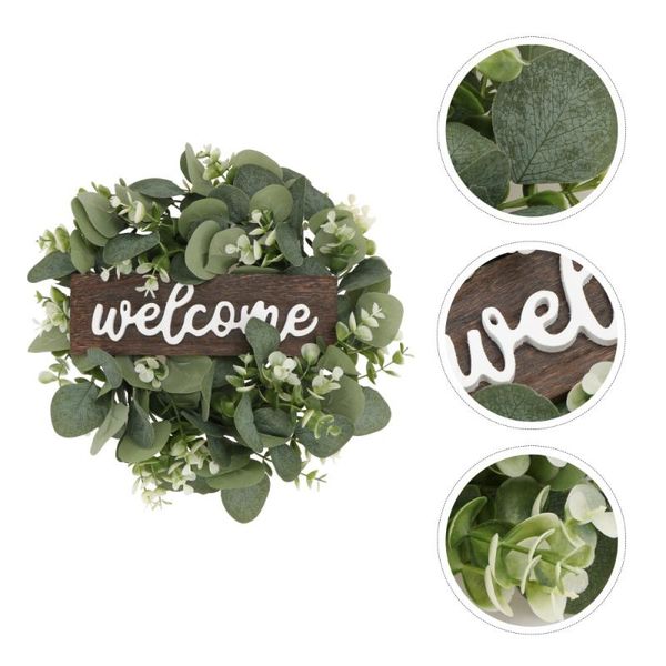 

1pc simulation eucalyptus garland decorative hanging wreath door garland (green)