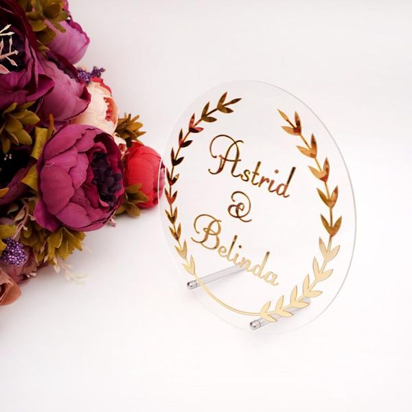 

party decoration different style custom wedding signs name date acrylic mirror frame word sign decor with nail favor gift round heart