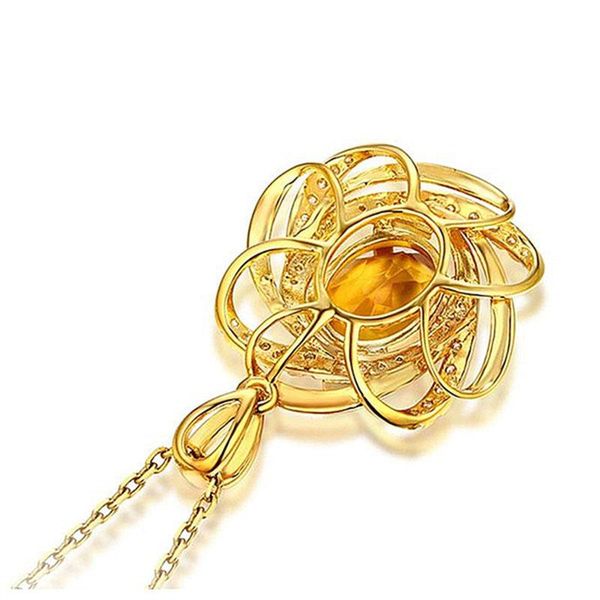 

pendant necklaces cute gold color chain for women vintage oval flower wedding necklace luxury female champagne crystal, Silver