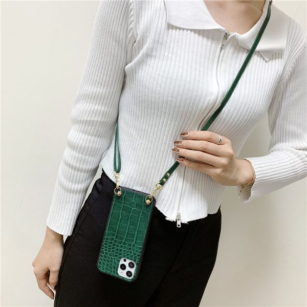 

luxury crocodile pu leather case crossbody phone cases for iphone 12 pro max 11 promax xs 7 8 plus xr x se cover huawei xiaomi samsung s20