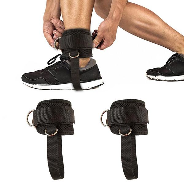 

ankle support padded d-ring adjustable strap kickbacks with fixed rope for cable machines women men cuffs glute leg bufitness, Blue;black