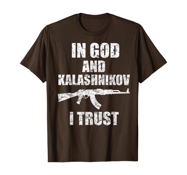 

ak 47 in god and kalashnikov i trust shirt 2nd amendment, White;black