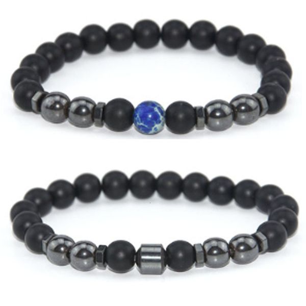 

bracelet design of magnetic black gallstone imitating agate and turquoise handmade beads, Golden;silver