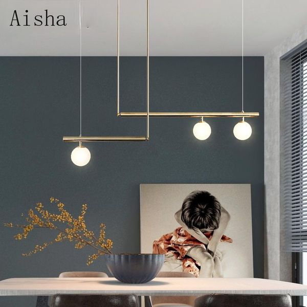 

chandeliers modern gold metal g9 led chandelier dining table glass globe lighting straight diy suspension lamp fixture