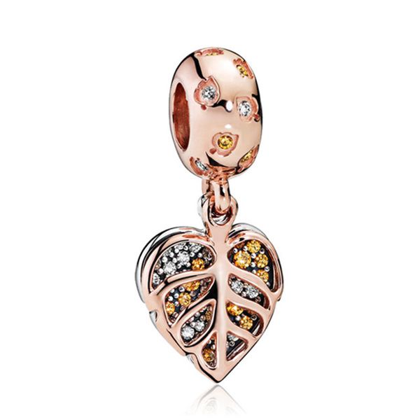 

1pcs cute leaves pendant diy beads adapting to original pandora charm bracelet ladies jewelry making gifts, Silver