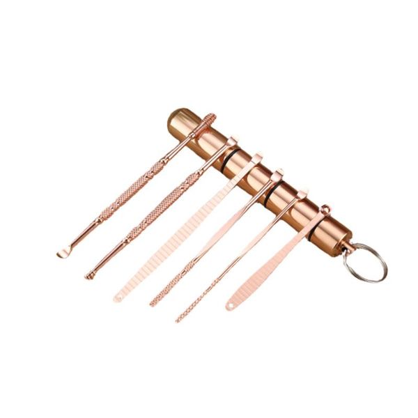 

electric nose & ear trimmers 6 pcs/lot pick set stainless steel earpick wax curette remover cleaner spoon spiral clean tool with case