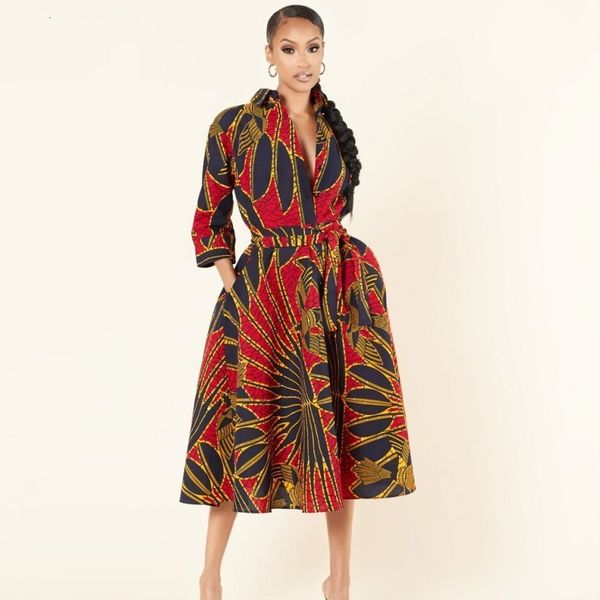 

flower autumn fashion shirt print for african women 3/4 calf mid-calf dress 2021 new sale night party dresses gkgw, Black;gray