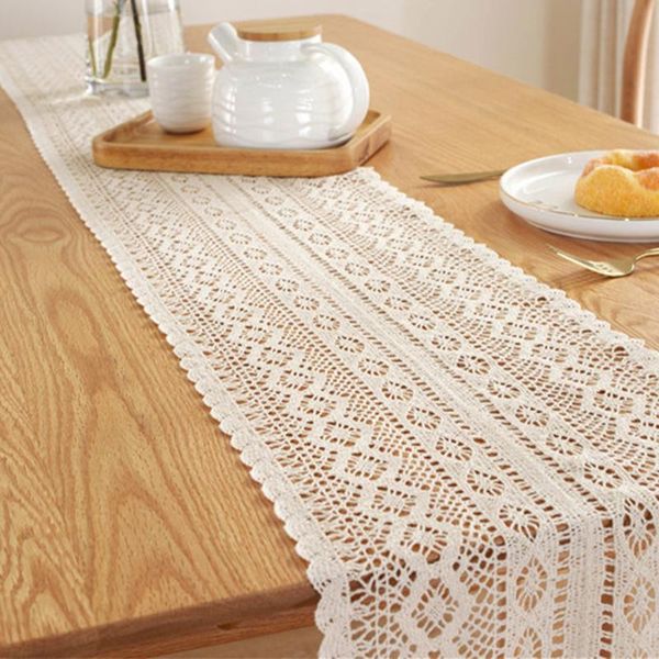 

table cloth nordic crochet lace runner with tassel cotton wedding decor hollow tablecloth beige romance cover coffee bed runners