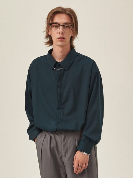 

extended sizes men collared drop shoulder shirt 76kw#, White;black