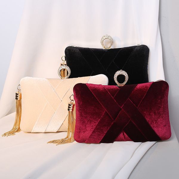

evening bag 2021 velvet knitting dinner celebrity temperament tassel hand banquet women's