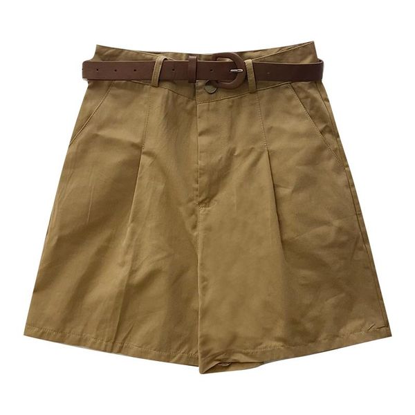 

women's shorts workwear japanese temperament girl drape high waist loose thin casual wide-leg (with belt), White;black