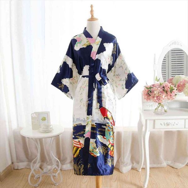 

plus size blue fashion women sleepwear summer kimono long robe bath gown red womens rayon yukata nightgown pijama mujer, Black;red