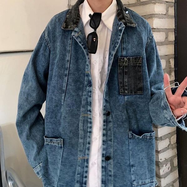 

women's jackets blue jean denim jacket women oversized coat fall 2021 winter casual designer big pocket single breasted outwear, Black;brown