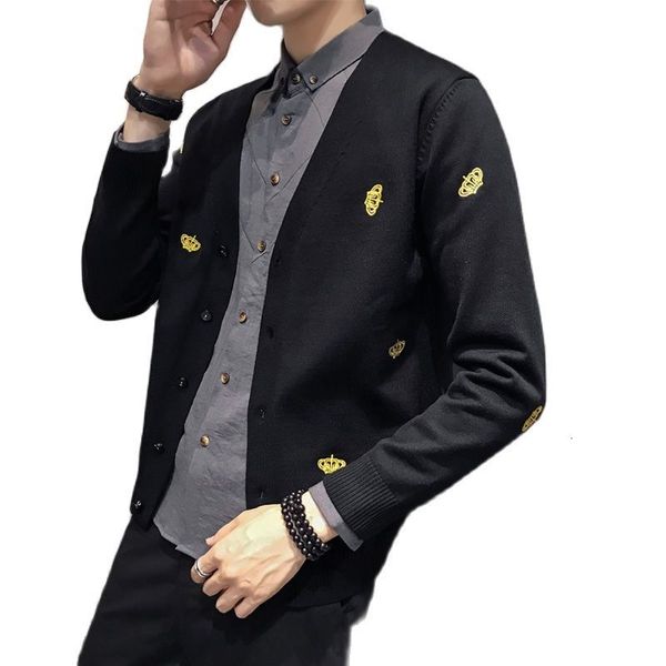 

men's jackets coat of knitted wool with male v-cleavage fashion thin joker cardigan sweater autumn and winter sg2p, Black;brown