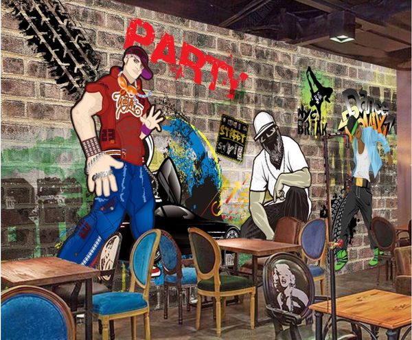 

3d wallpaper custom p mural fashion trend street art graffiti hip hop brick wall decor 3d wall murals wallpaper for living room in rolls