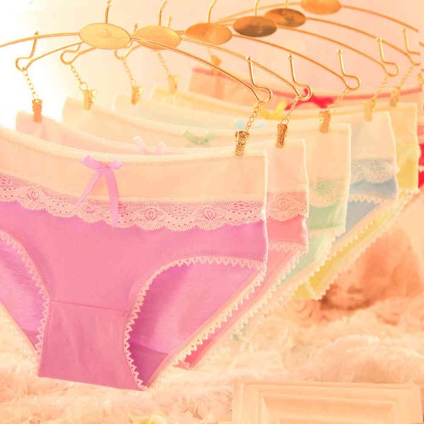 

underwear cotton comfortable lace edge color briefs b809, Black;pink