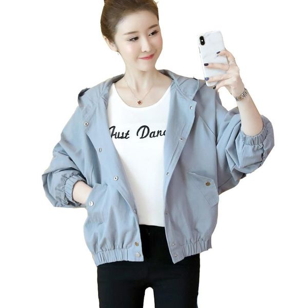 

women's jackets oversized women short long sleeve jacket 2021 spring casual bat solid female fashion hooded wild loose outwear, Black;brown