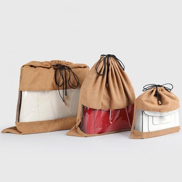 

storage bags home bag dustproof faux suede portable transparent clothes pouch organization