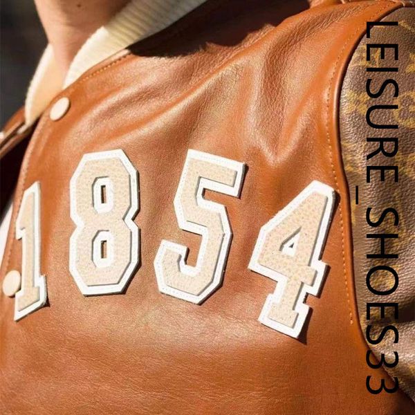 

men's embroidery jackets flocking leather sleeves baseball coat uniform fashion single breasted warm couples varsity faux fur coats out, Black;brown