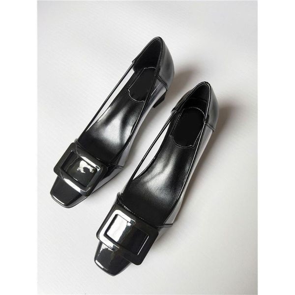 

dress shoes nikali pvc transparent pumps wedding square toe buckle thick heel plastic breathable women's, Black