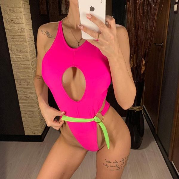 

one-piece suits 2021 high leg cut backless monokini women swimwear one piece swimsuit female padded bather bathing suit swim lady