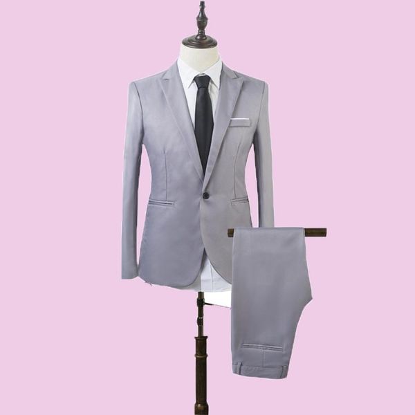 

men's suits & blazers extra-thin universal silver suit italian classic style, peaked collar trouser coat for wedding party, White;black