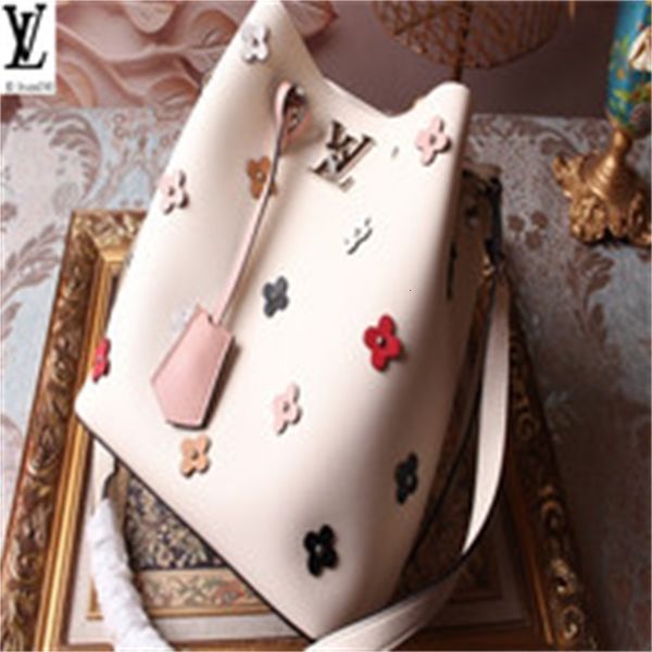 

brand designer luxury m0qe m53081 white new leather applique bucket bag women handbags iconic bags handles shoulder bags totes cross bod