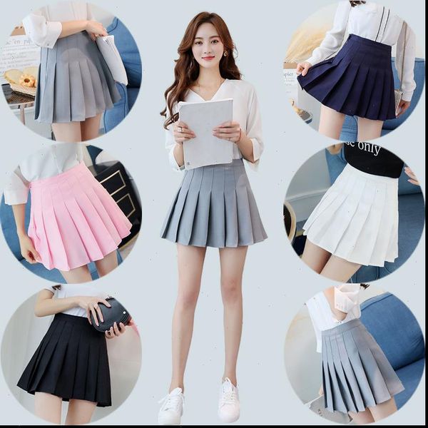 

2021 preppy style high waist chic striped stitching skirt student elastic waist pleated skirt women cute sweet girls dance skirt, Black